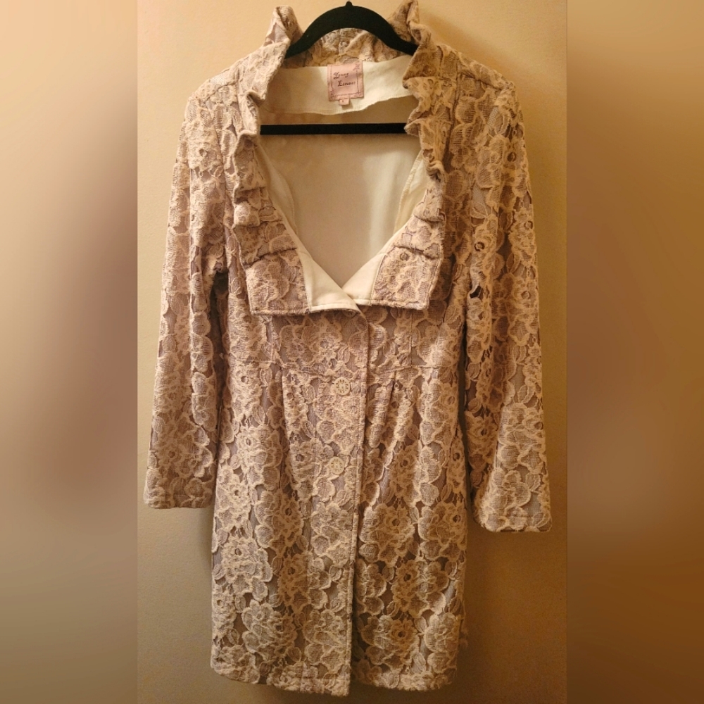 Lace overlay peacoat